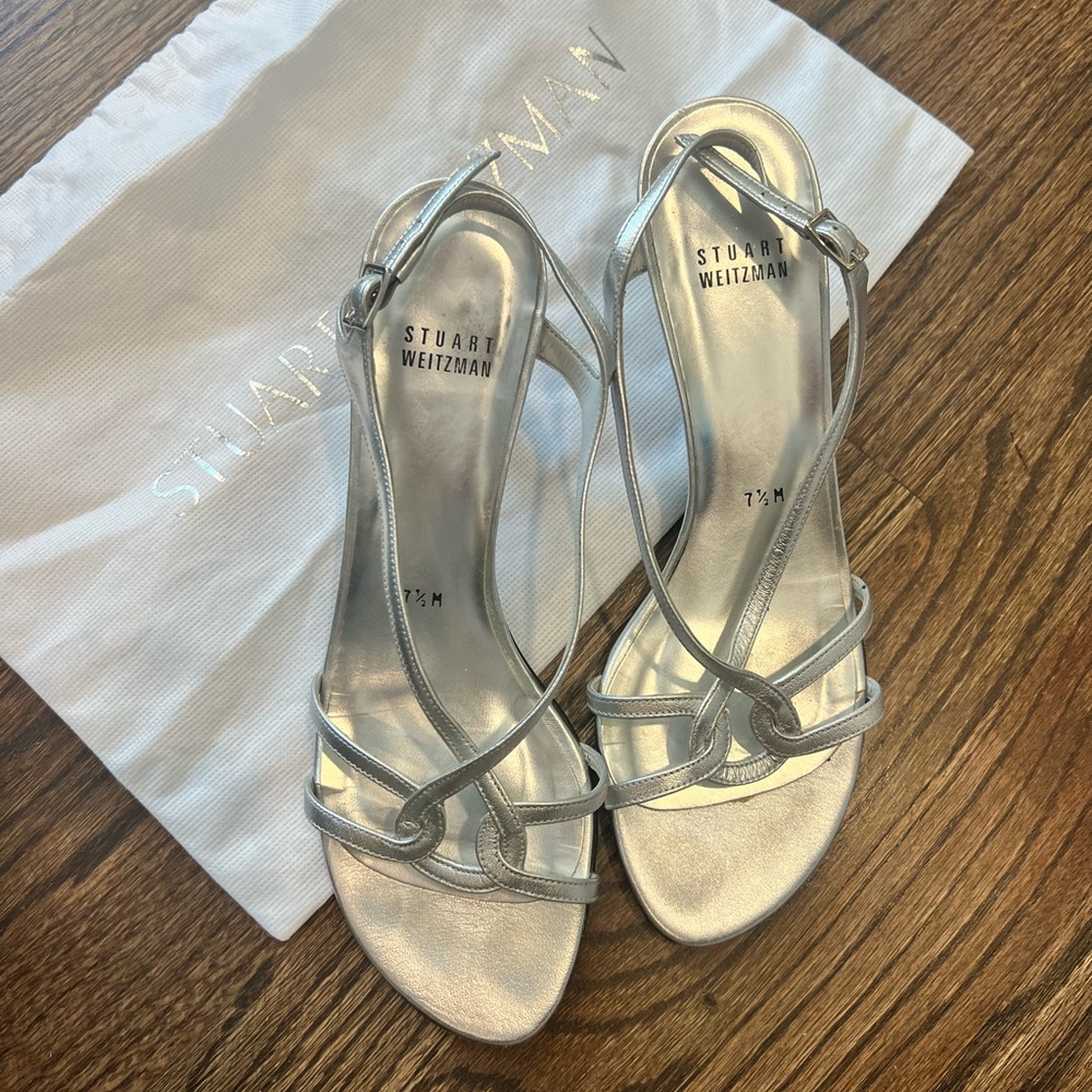 Stuart Weitzman Metallic Silver Heels